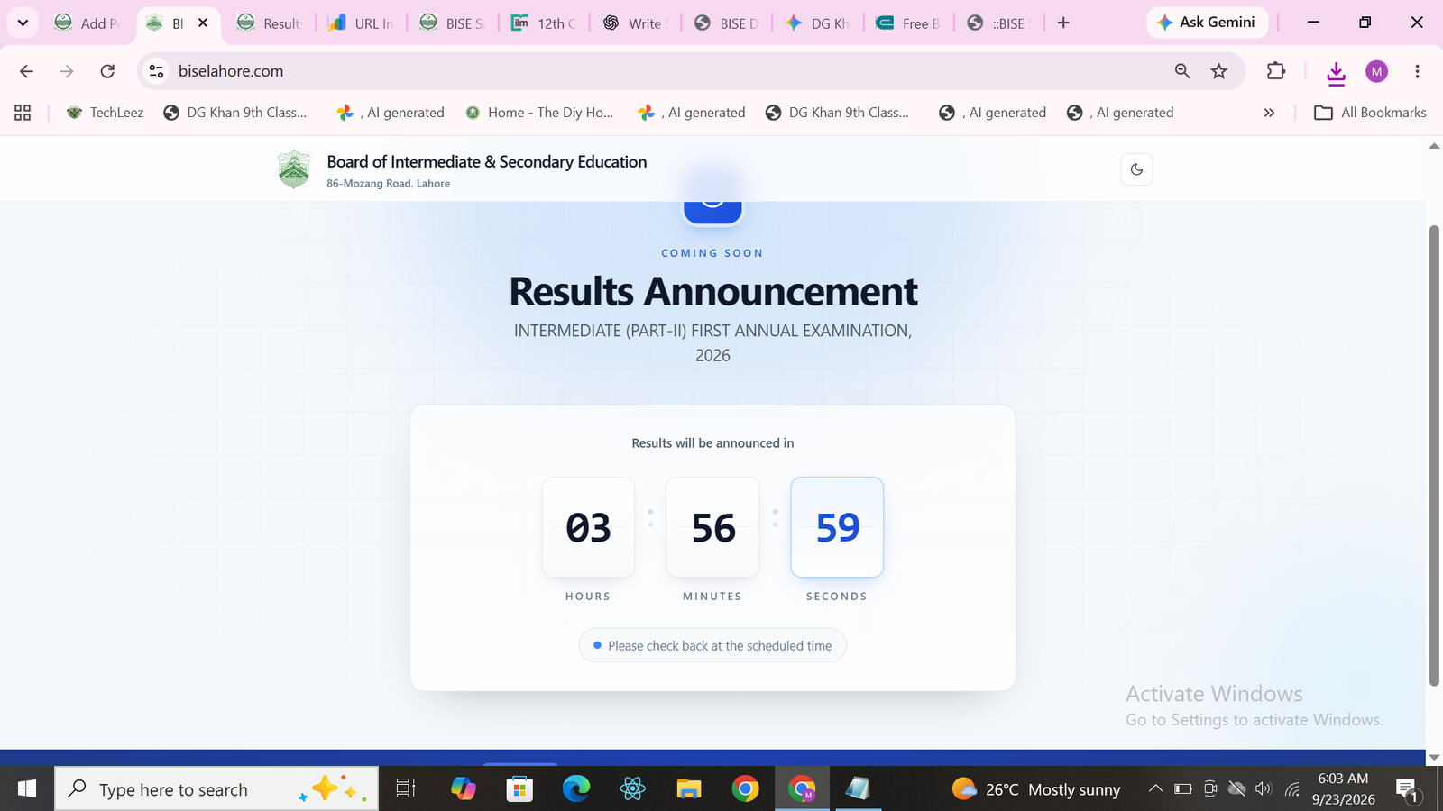 BISE Lahore Board 12th Class 2nd Year Result 2026