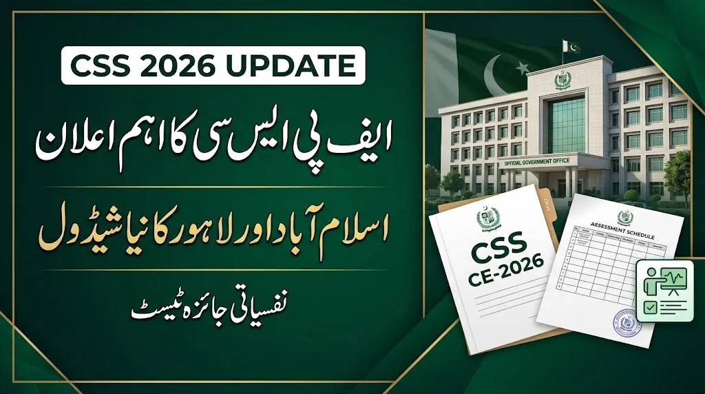 FPSC Issues Revised CSS 2026 Assessment Schedule for Islamabad and Lahore