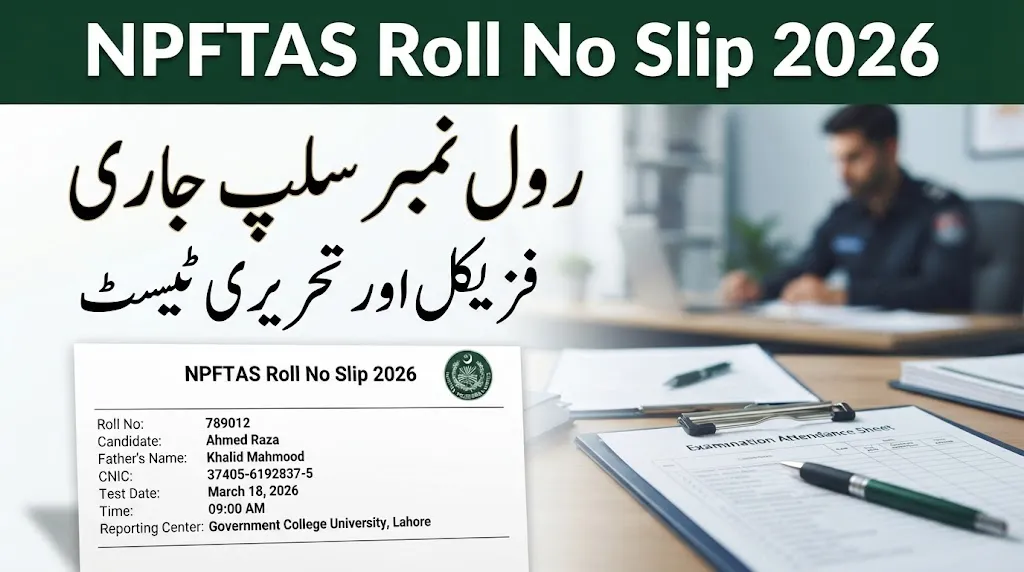 NPFTAS Roll No Slip 2026 Check Physical & Written Test Details