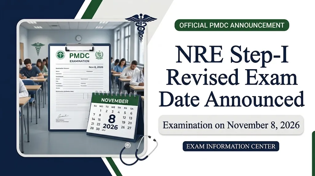 PMDC NRE Step-I Exam 2026 New Date Announced for November 8